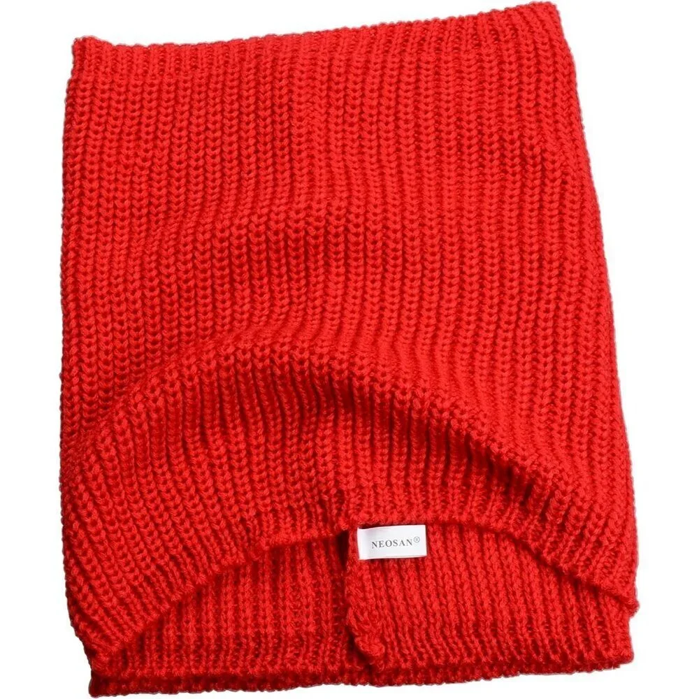 Women's Red Thick Ribbed Knit Winter Infinity Circle Loop Scarf